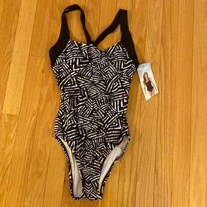 Black and white full swim suit NWT. Never worn